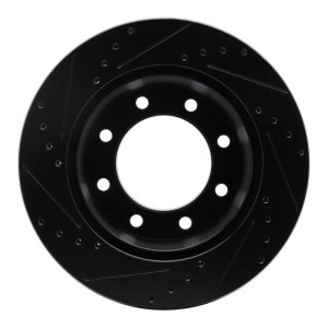 Ford F-350 Super Duty Brake Rotor (1) - Rear Right - R1 Concepts - Drilled & Slotted - Black - `05-`12